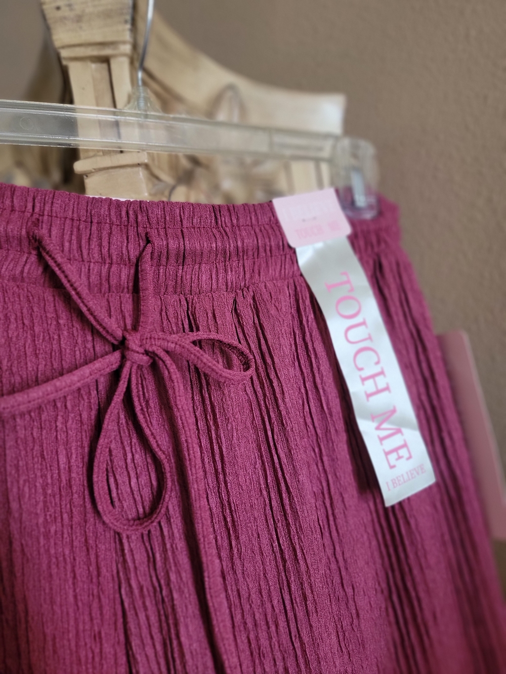Wide-Leg Drawstring Pants in Raspberry/Pink - Picture 2 of 2